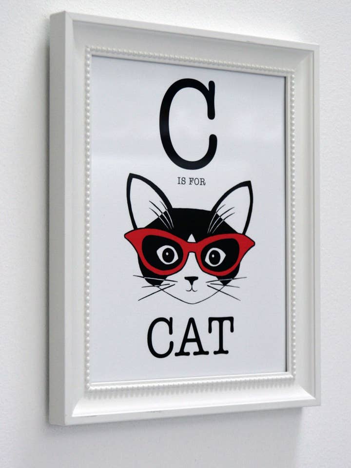 C is voor Kat 8 x 10 Kunstdruk voor wholesale door Cathy Peng Art & Design