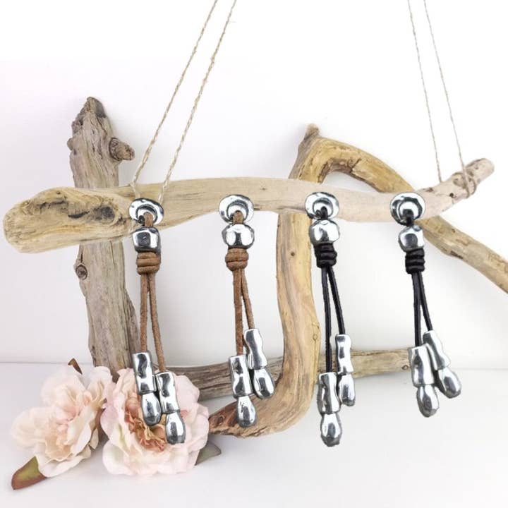 TRISKELE ~ waxed cord earring and silver metal for wholesale by Atisha Spiritual Shop