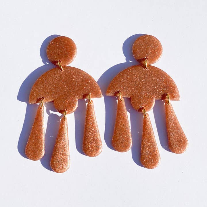 rose gold glitter dangles for wholesale by The Color Theory