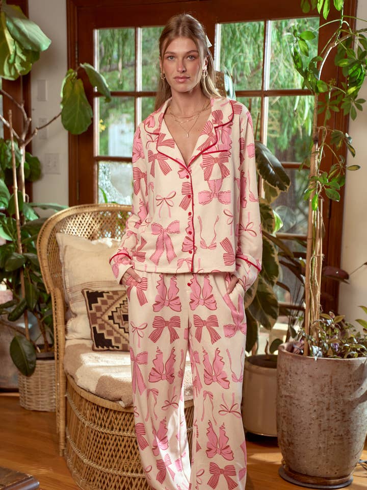 BLISSFUL BOWS PJ-BYXSET för wholesale av JADE BY JANE