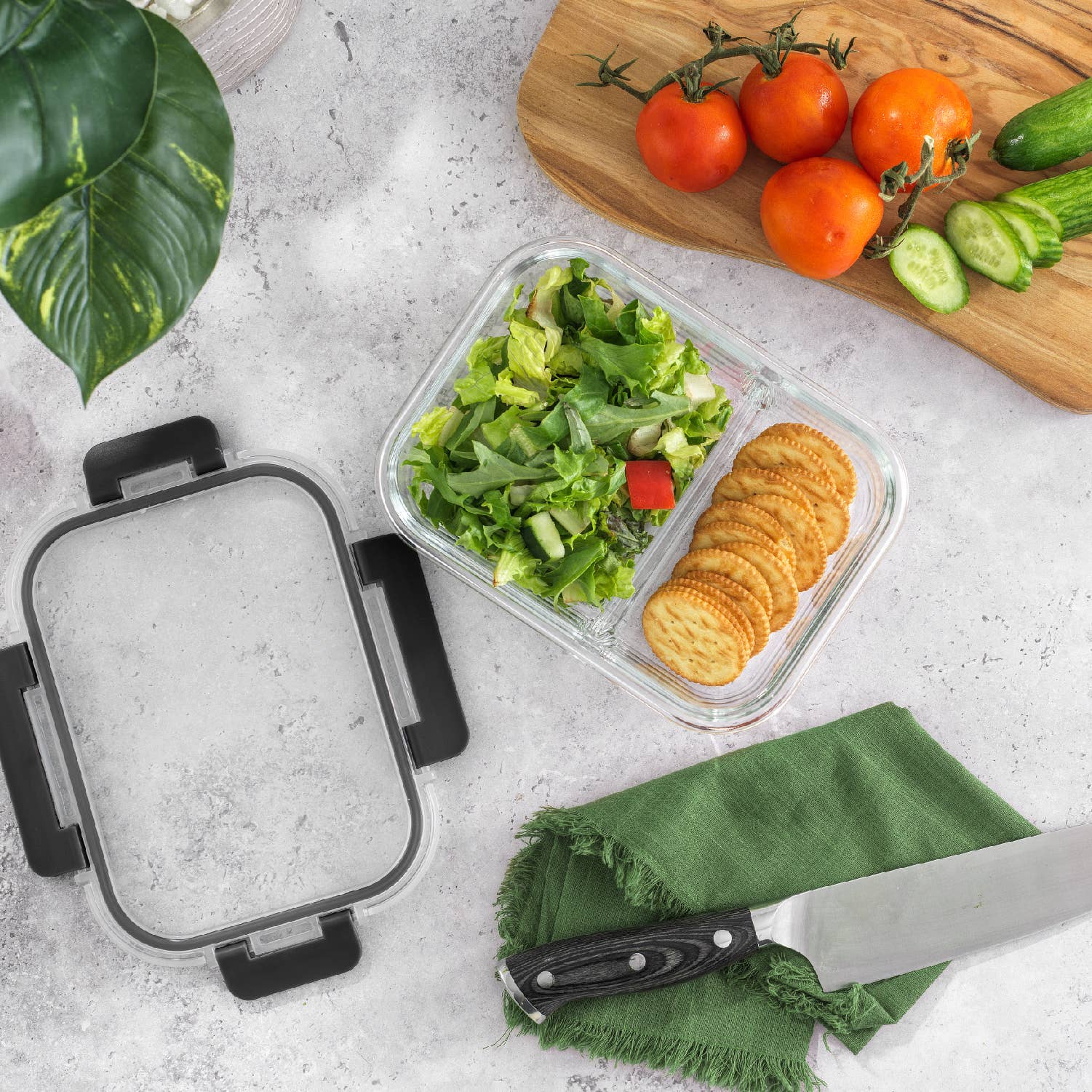 JoyJolt - Vendita all'ingrosso Contenitori per alimenti - JoyJolt Set da 5 Contenitori in Vetro per Preparazione Pasti con 2 Scomparti3