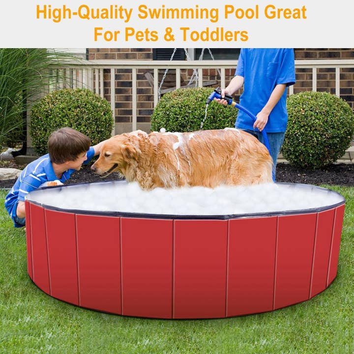 Naomi's Happy Place Shop – wholesale Inflatables – Foldable Pet Swimming Pool PVC Kiddie Baby Dog Swim Pool Bathing Tub Playmat Kids Pools17