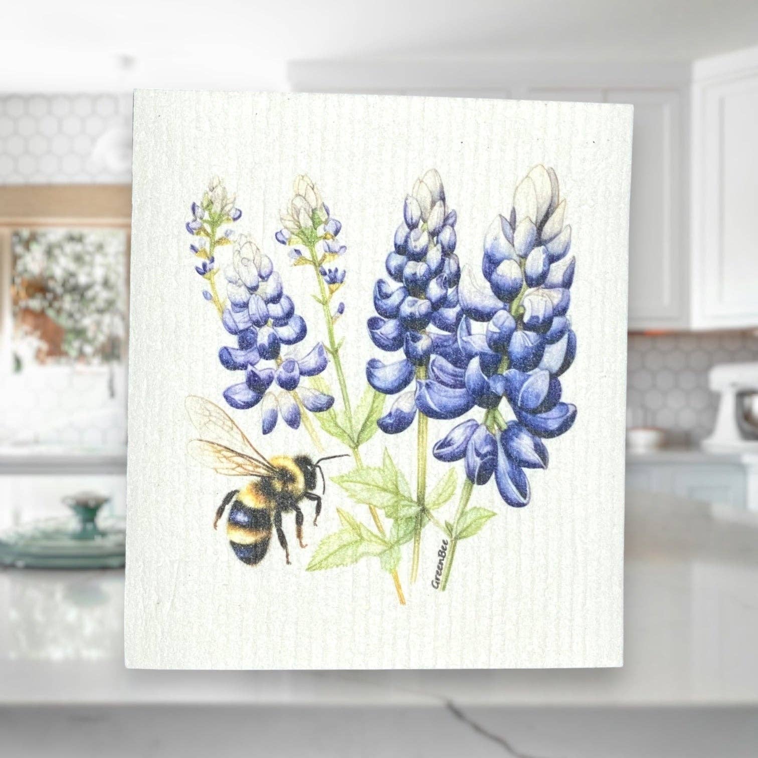 Green Bee Tea Towels - Wholesale Dishcloth - Bee Floral Towel | Kitchen Cloth | Swedish Dish Cloth1