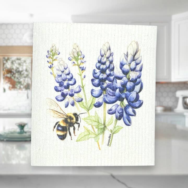 Green Bee Tea Towels - Wholesale Dishcloth - Bee Floral Towel | Kitchen Cloth | Swedish Dish Cloth1