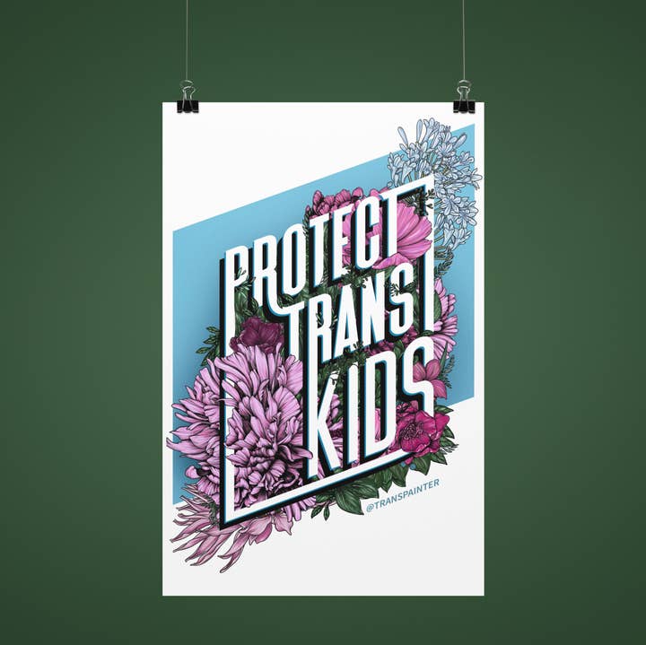Transpainter - Wholesale Art Print - Protect Trans Kids Poster | Transgender Youth Art Print0