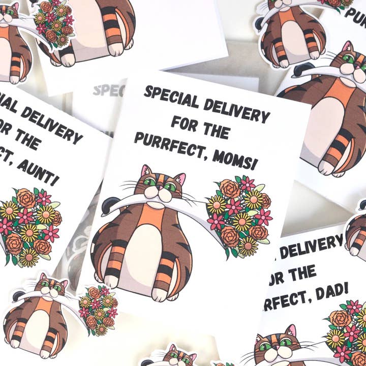 Wenskaart voor moeder- of vaderdag met bloemen voor katten voor wholesale door Rye & Co.