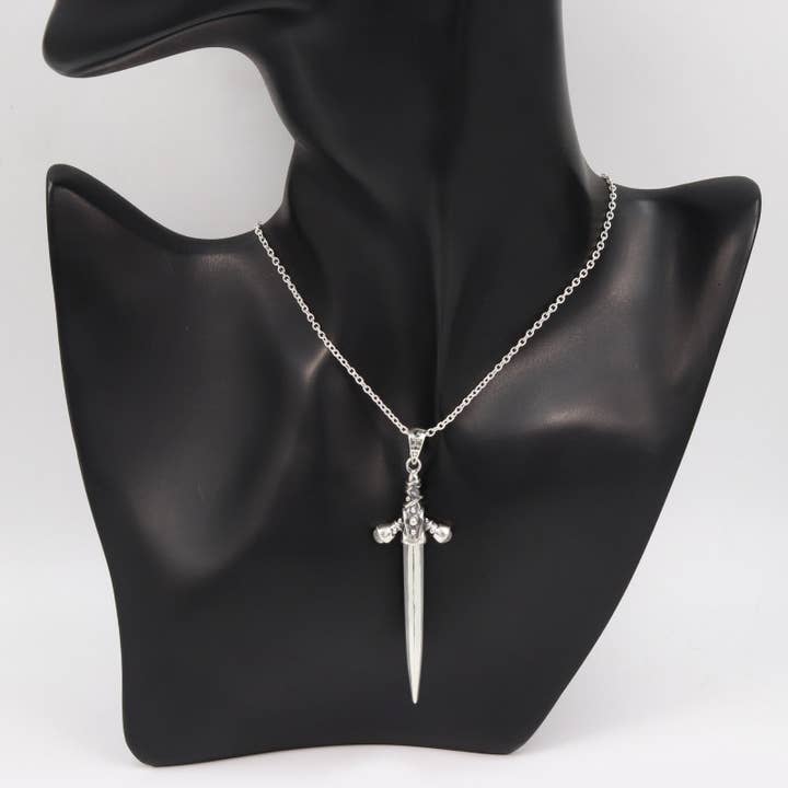 Jay Jools - Wholesale Pendant/charm necklace - Rainbow Moonstone Sword Pendant 925 Solid Silver with Chain2