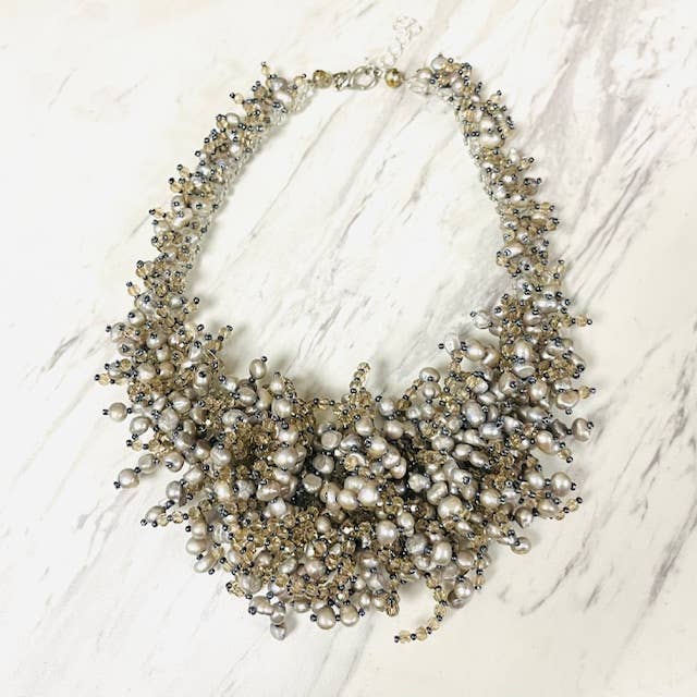 Handgemaakte Zoetwaterparel & SQ Statement Ketting voor wholesale door Anita K By Blushing Pink