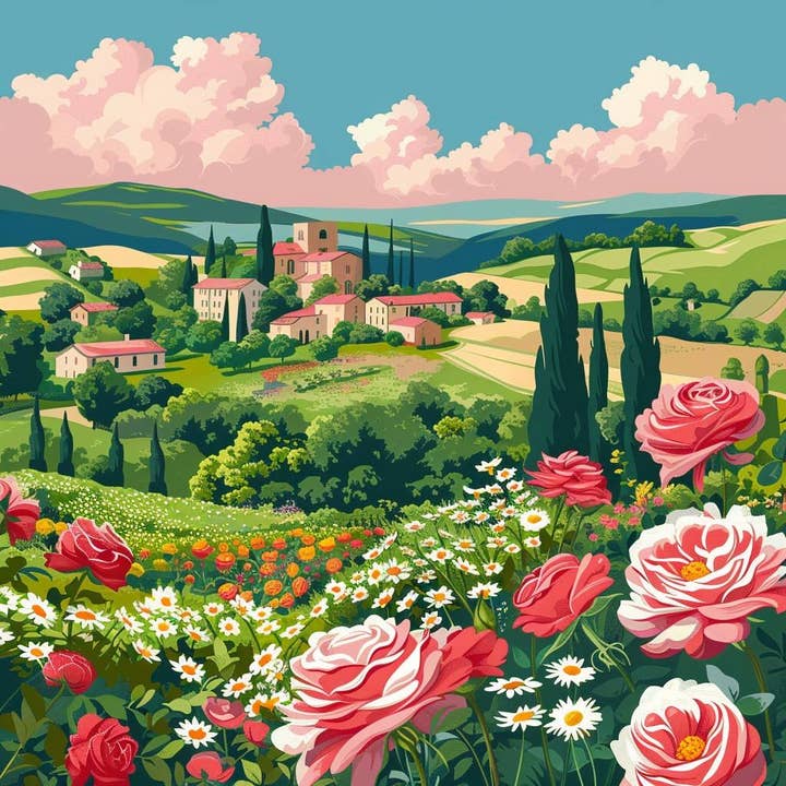 Vale das Flores da Toscana por atacado de Paint with Number