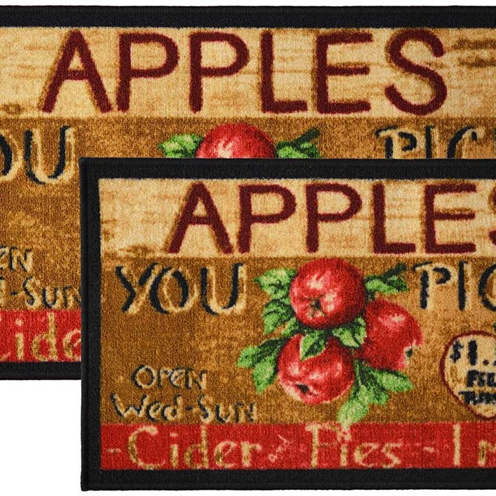 Conjunto de tapete de cozinha de cidra de maçã com 2 peças (retângulo de 18 x 30 e 20 x 40) por atacado de LINEN STORE