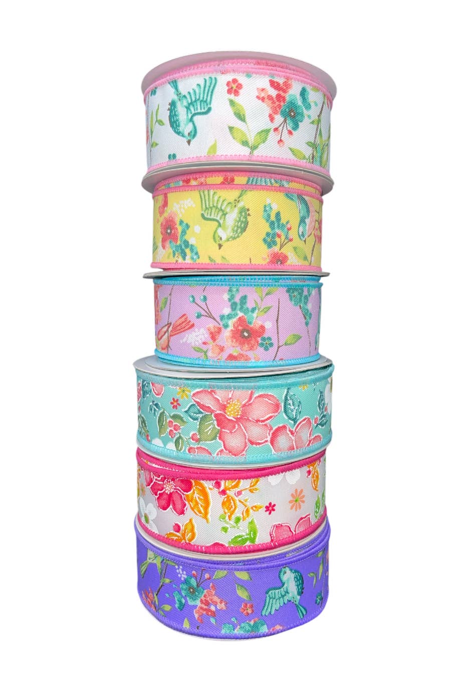 Thompson Wholesale - Wholesale Ribbon - Gift Wrapping - Bird & Floral Printed 1.5" Wired Ribbon -- 12 Pack2