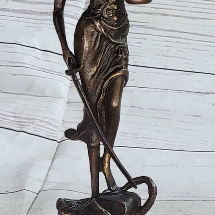 Bronzhaus - Wholesale Sculpture - Real Bronze Statue Marble Lady Blind Justice Scales Law Sculpture Marble Figure