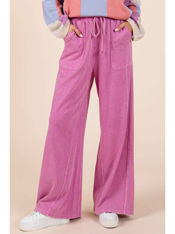 mittoshop - Wholesale Pants - Women's - MINERAL WASH FRENCH TERRY WIDE LEG PANTS8