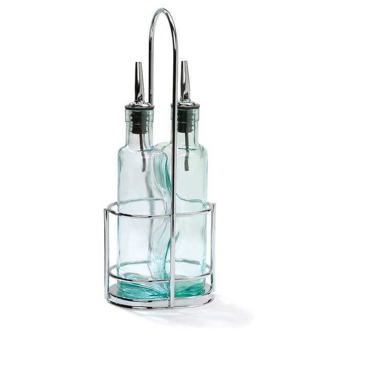 Gemelli Collection™ 8.5 oz Chrome Cruet Set for wholesale by TableCraft Products Company