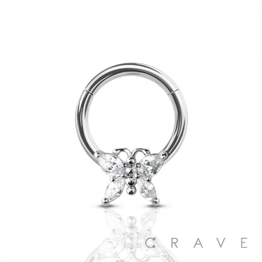 CRAVE - Wholesale Ring met een steen/solitaire ring - 316L SS PRONG GEM VLINDER VOORSTE SEGMENT RING2