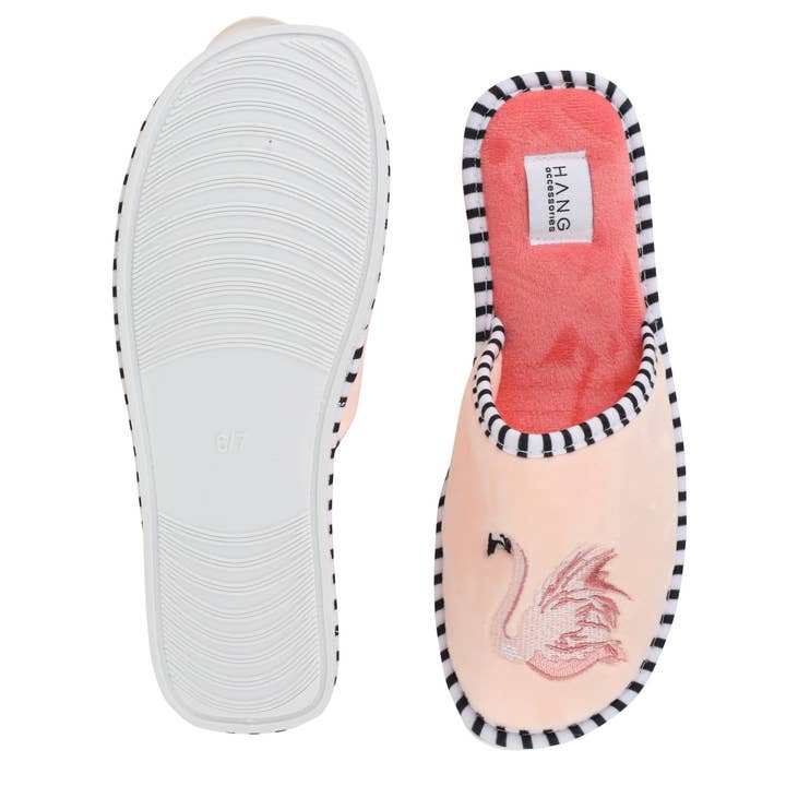 Hang Accessories - Wholesale Slippers - Women's - Flamingo Foldable Slippers & Pouch Set