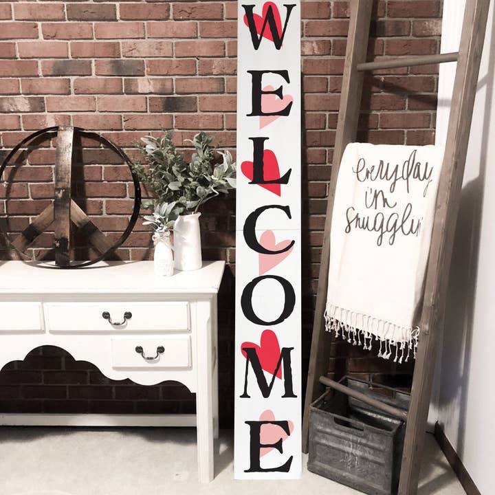 TX USA Corporation - Wholesale Outdoor Sign - Tall Outdoor Valentine's Day Welcome Sign for Front Door, 6ft Welcome Sign,Tall Welcome Sign for Front Porch Standing