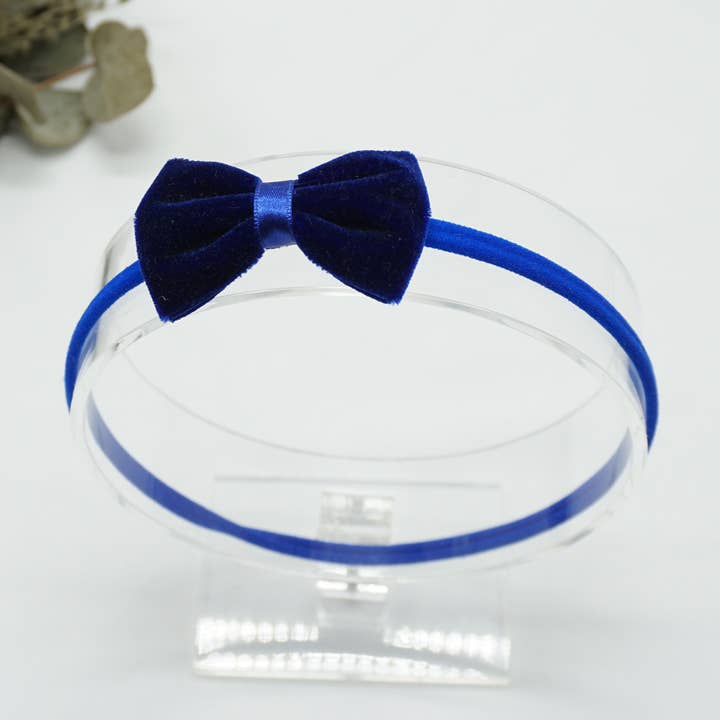 Velvet nylon baby hairband Dark Blue for wholesale by Bows and Flowers