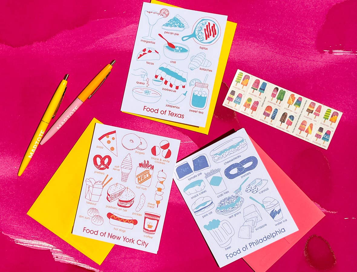 Maptote - Wholesale Gewone wenskaart - Philadelphia Foodie Wenskaart - Souvenir, Gemaakt in de VS3