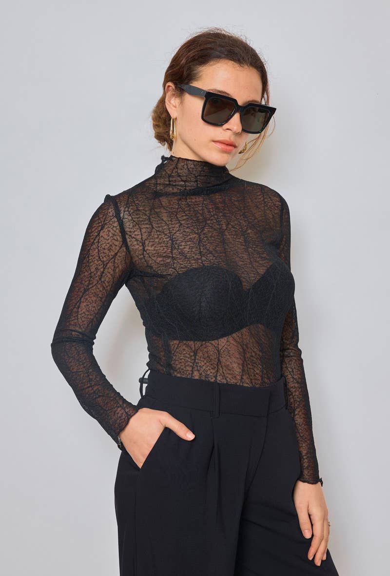 LUCCE - Wholesale Knit Top - Women's - Transparent under sweater with embossed pattern - 14633