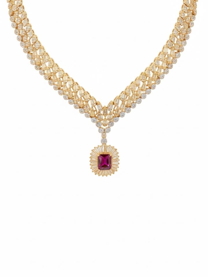 Countess Statement Ruby Necklace Gold for wholesale by Latelita