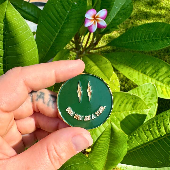 As Told By Ellie - Wholesale Lapel Pin/Button - One Day At A Time Enamel Pin, Sobriety Lapel Pins, Recovery