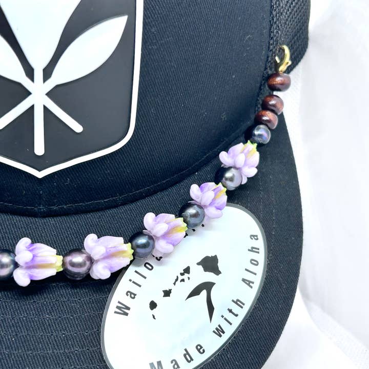 Trucker Hat Charm Purple Crown Clay Flower for wholesale by Cali Kai Hawaii