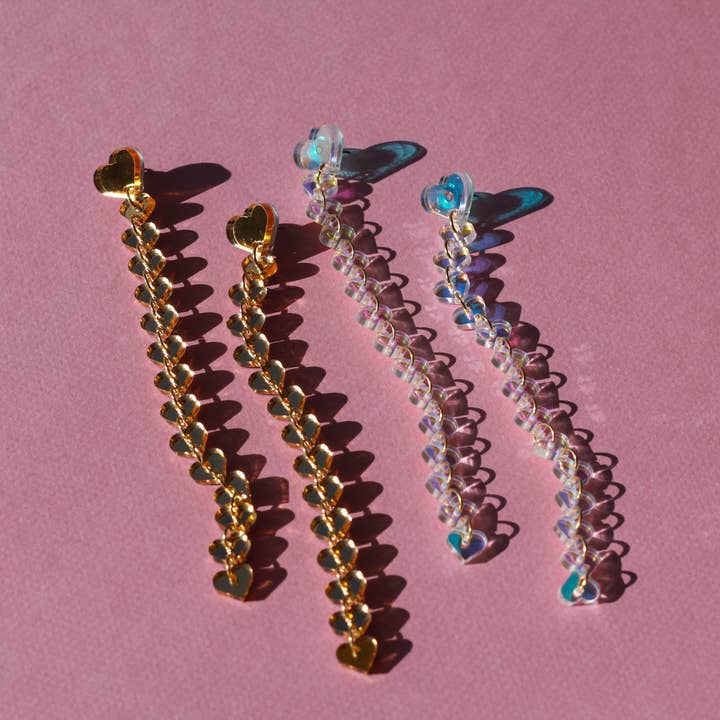 LUNA & SAYA - Vente Boucles d'oreilles pendantes - Boucles d'oreilles à bandoulière en forme de cœur | Boucles d'oreilles amusantes | Statement9