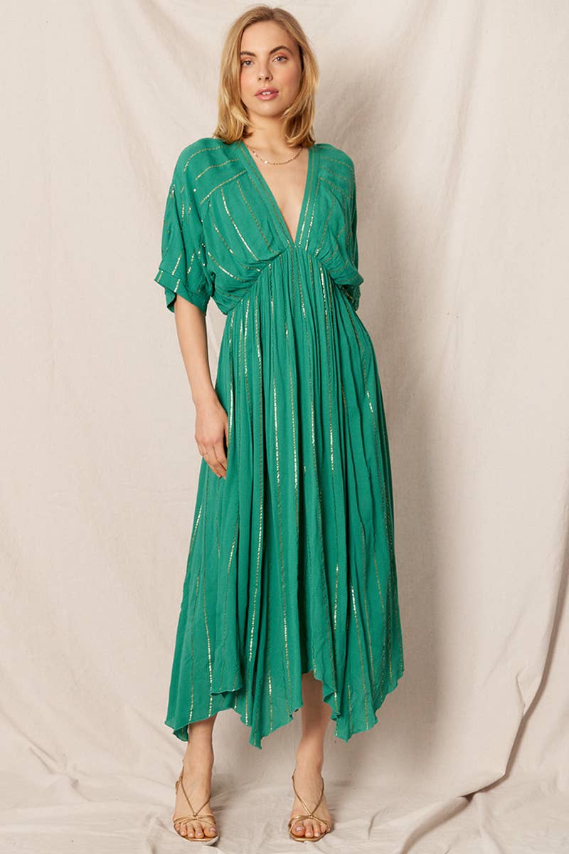 En Crème - Vente Robe – femme - Robe midi rayée à sequins28