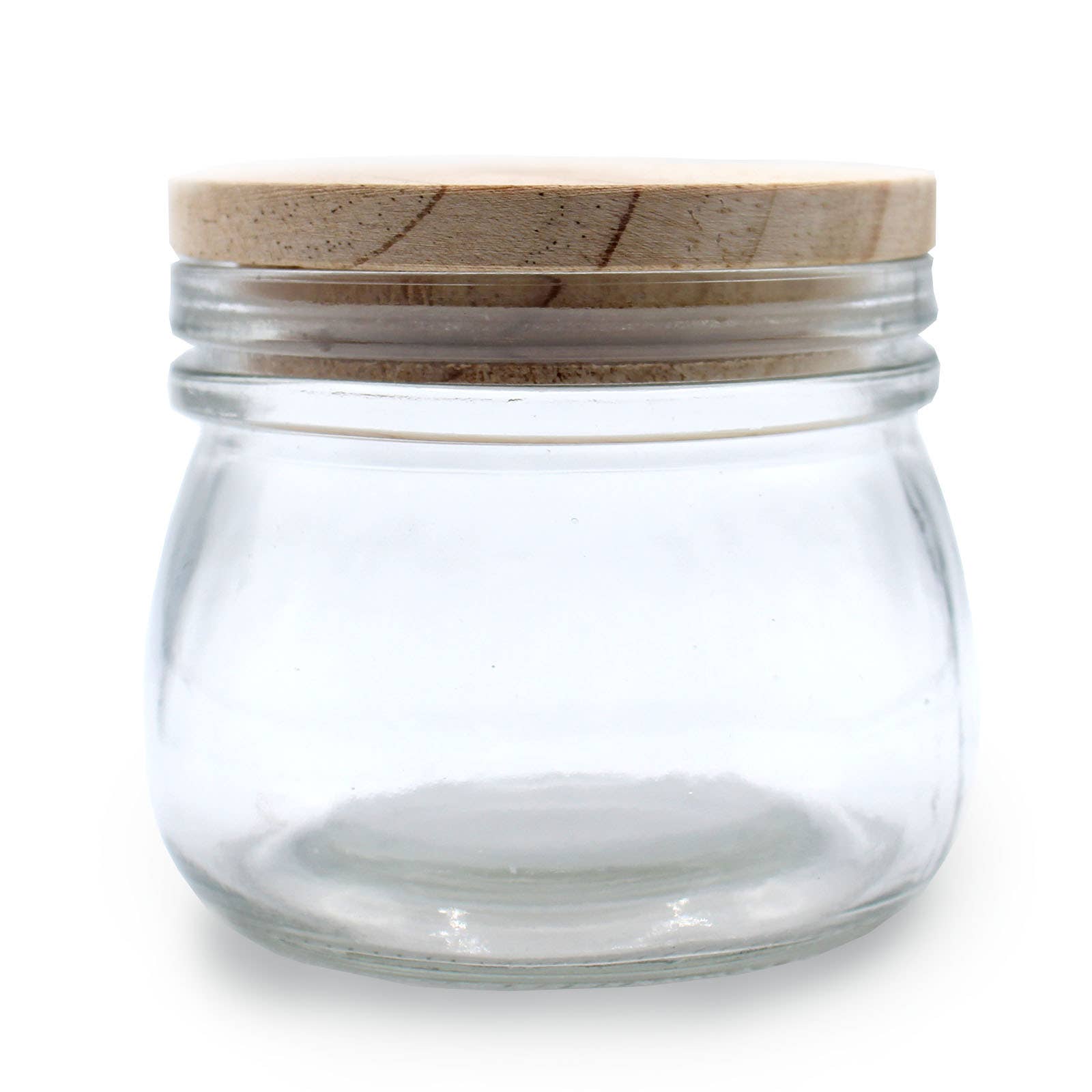 AW Aromatics Limited - Wholesale Jar - 250ml Glass Storage Jar with Plain Wood Lid