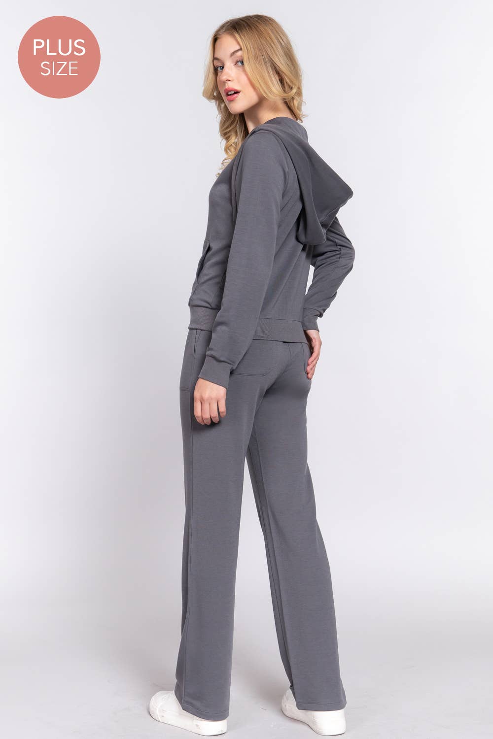 Active Basic | Active USA - Wholesale Lounge Set - Women's - [PLUS SIZE] Long Slv Hoodie Jacket & Pants Sweatsuit Set  10