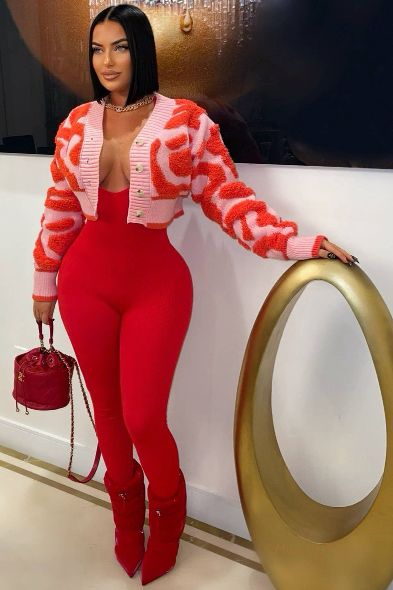 5besties inc – wholesale Kofta - Dam – Kort färgblockströja med kofta17