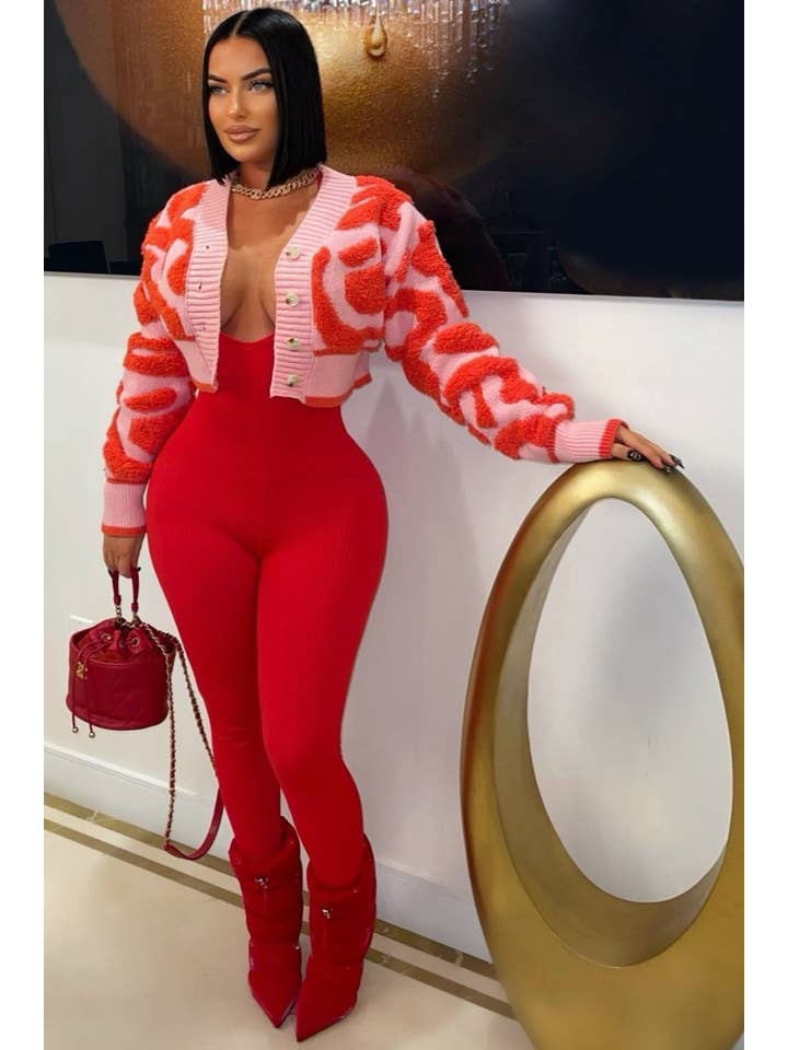 5besties inc - Vendita all'ingrosso Cardigan - Donna - CARDIGAN CORTO IN MAGLIONE A BLOCCHI DI COLORE17