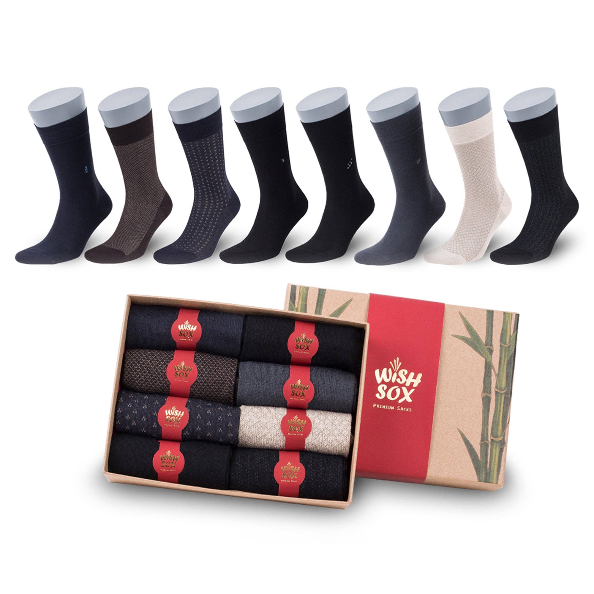 ONESCK - Wholesale Socks - Men's - Bamboo Crew Socks Gift Box for Men – 8 Pairs | Classic Dress & Office Socks1