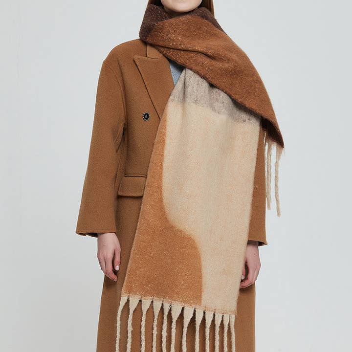 Dipped Shop – Großhandel Schal – Damen – Unregelmäßiger Druck Quasten Vintage Schal DPKS120318