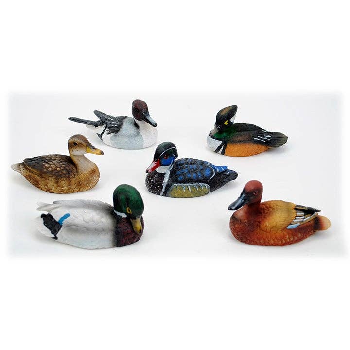 Mini Resin Duck Decoy Figures - 6 assorted styles, 5" for wholesale by Will's Company
