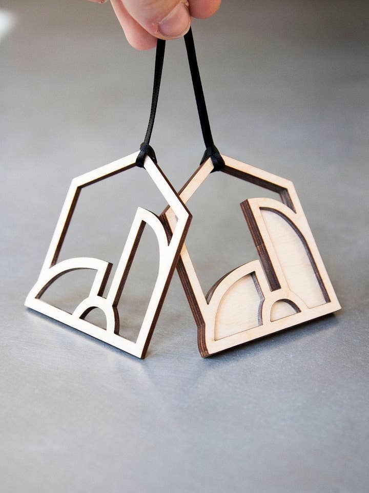 Szklo Modern Nativity Ornament© - Birch Wood for wholesale by Szklo Glass