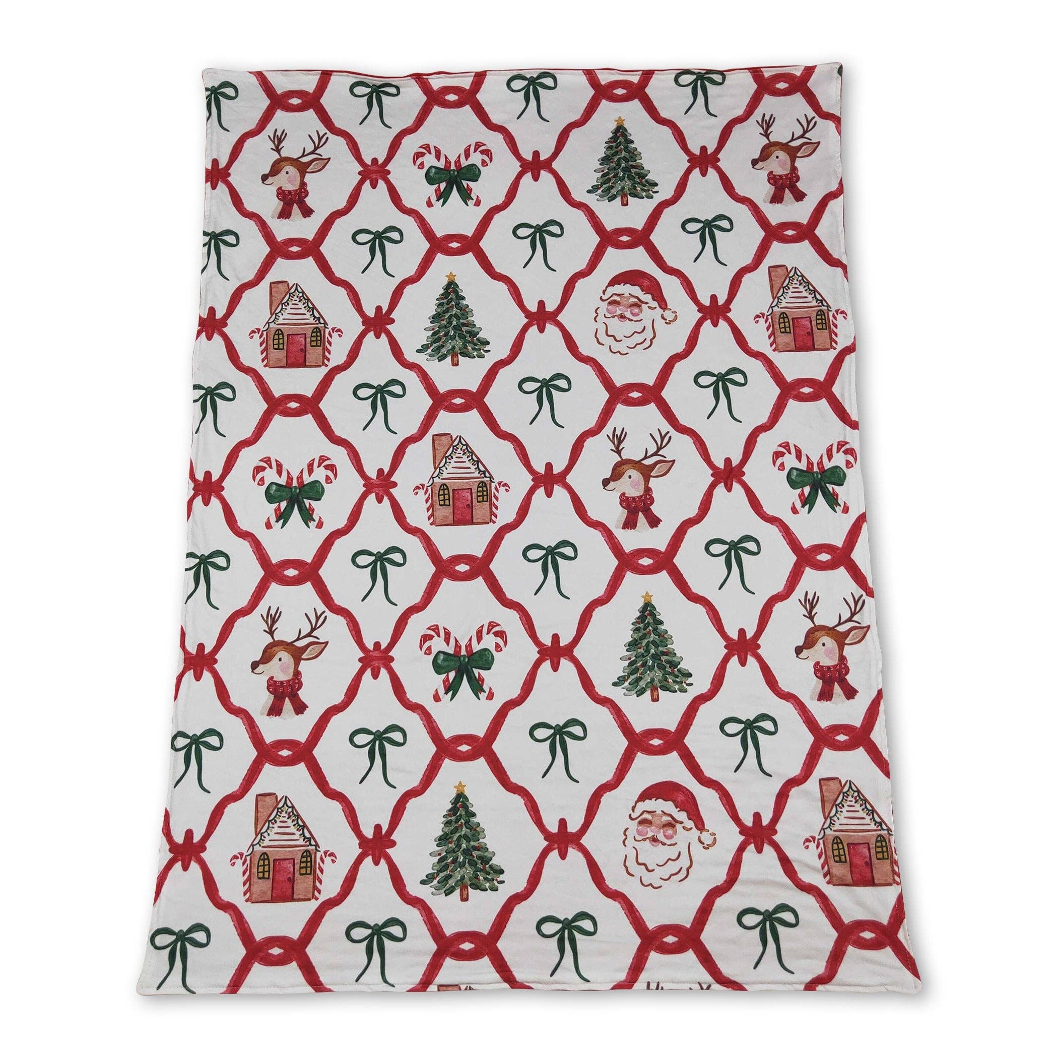 Yawoo Garments - Wholesale Bedding Blanket - Kids & Baby - Santa deer bow baby girls Christmas minky blankets1