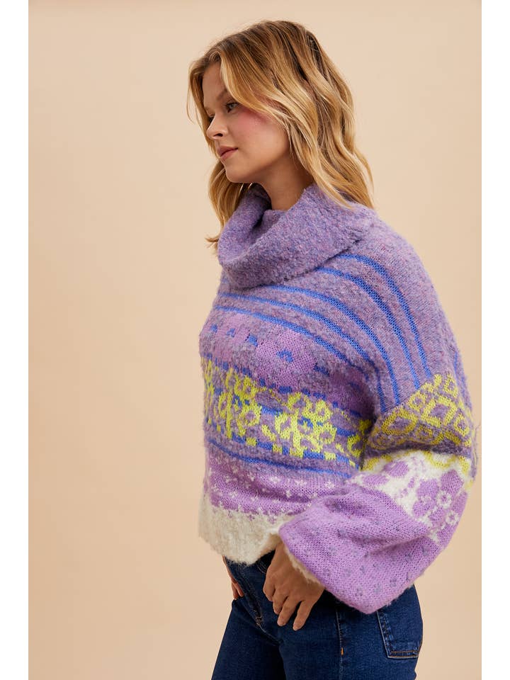 In Loom - Wholesale Knit Sweater - Women's - MULTI COLORED KNITTED TURTLENECK