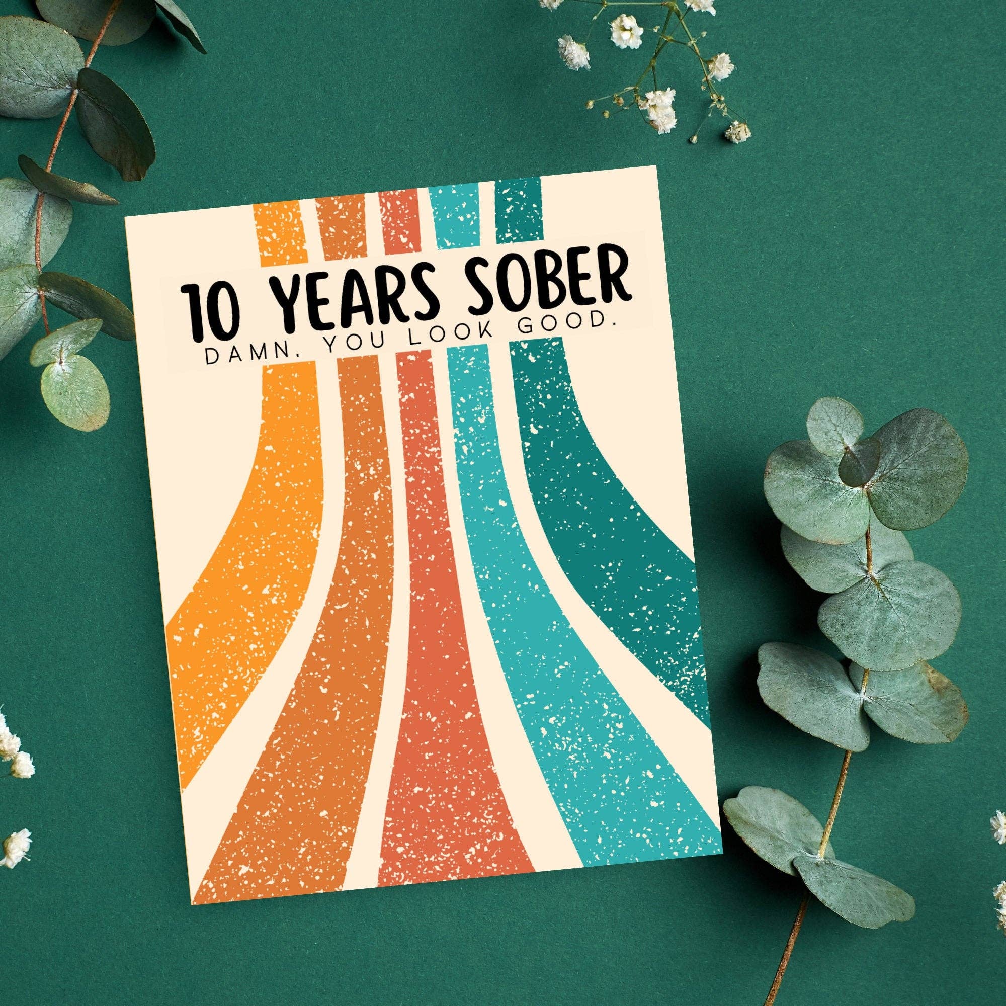 As Told By Ellie - Wholesale Congratulations Card - 10 Years Sober Card, Sobriety Anniversary, Soberversary3