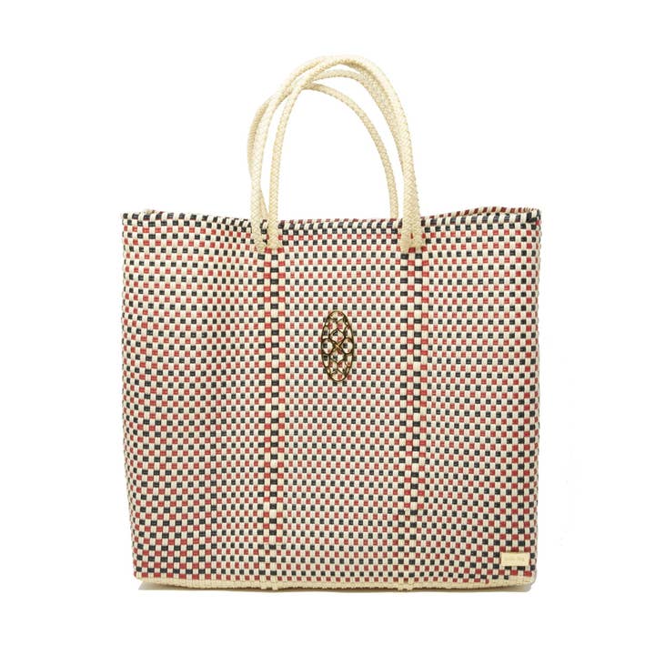 MITTELGROSSE KARIERTE EINKAUFSTASCHE für den Großhandel von Lola's Bag by Georgina Herrera