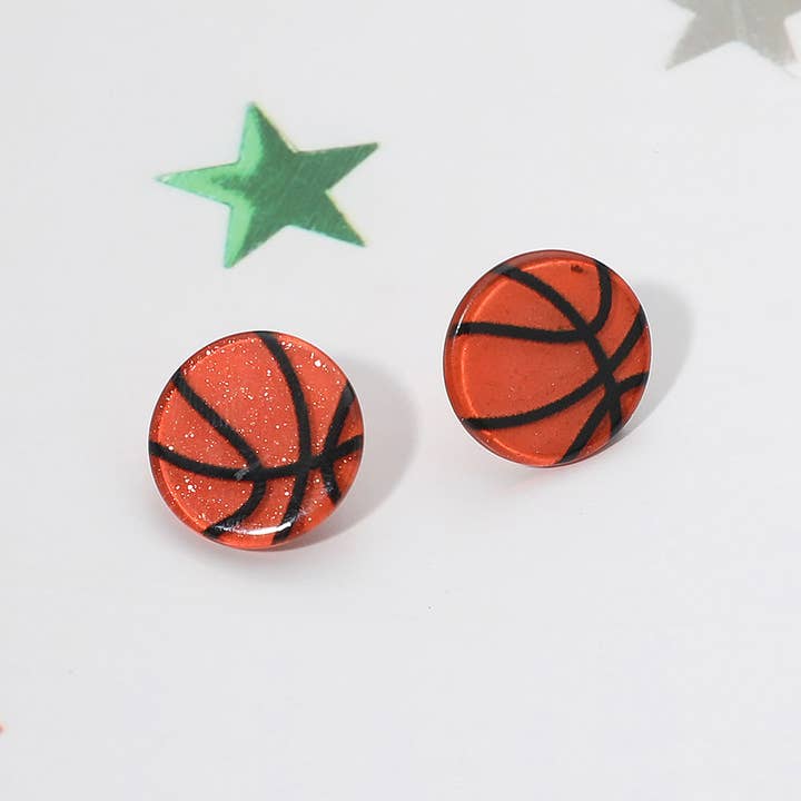 Sensibling Corp. - Vente Clous d'oreille - Boucles d'oreilles clous en résine pailletée en forme de baseball1