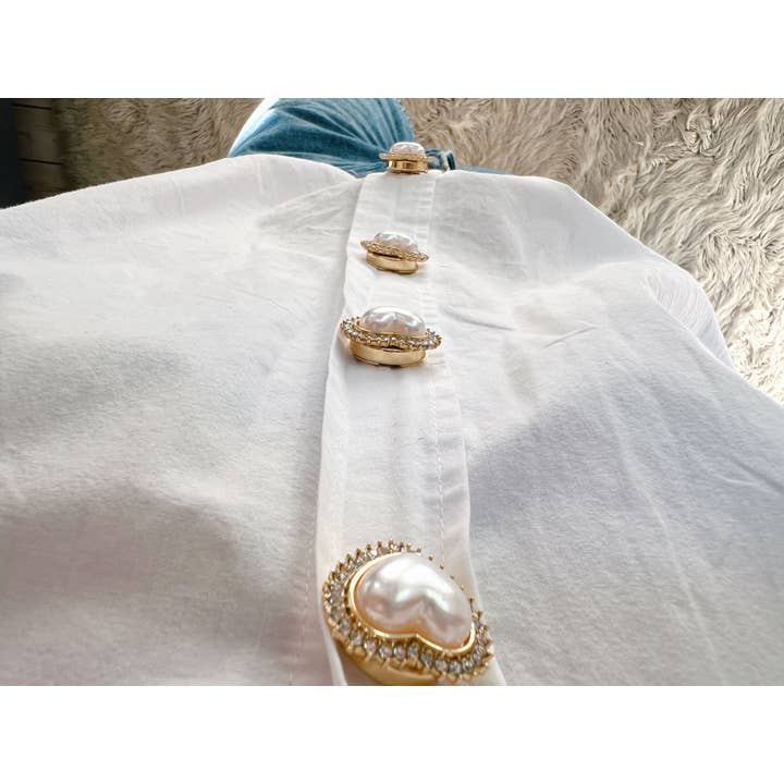 The Shoelace Brand - Wholesale Brooch - Kickan – Pearl Heart Button Charm Gold (6 pcs)6