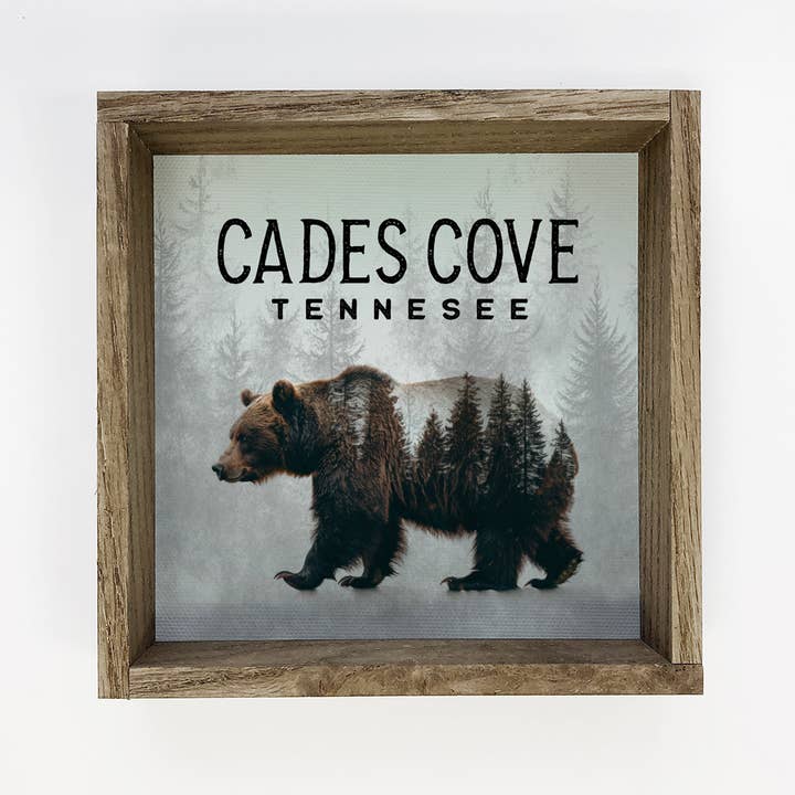 Bear Pine Trees Custom Town - Custom Canvas Art - Wood Frame for wholesale by Hangout Home