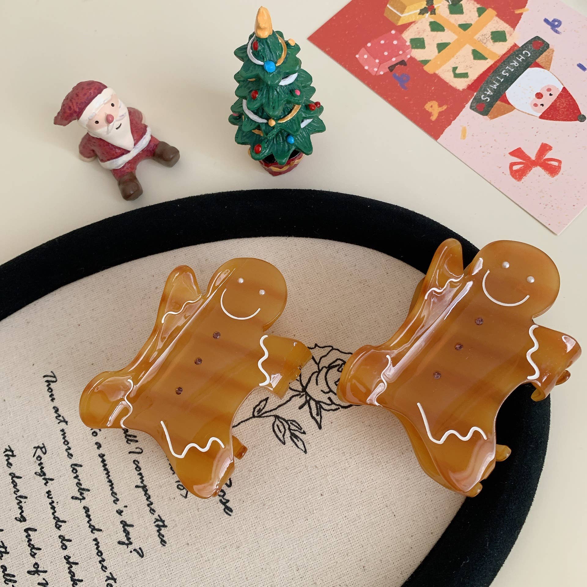 GingerbreadMan Christmas Gingerbread Man Acetate Hair Claw Accessory for wholesale on Faire2