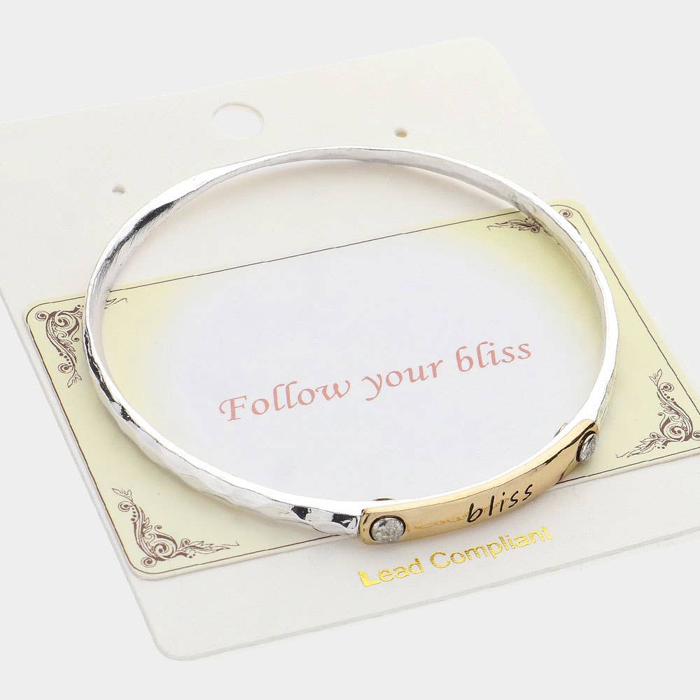 Sensibling Corp. - Wholesale Bangle Bracelet - Bliss Message Two Tone Metal Bangle Bracelet2