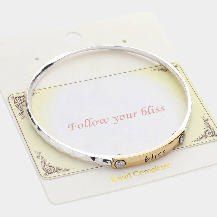 Sensibling Corp. - Wholesale Bangle Bracelet - Bliss Message Two Tone Metal Bangle Bracelet2