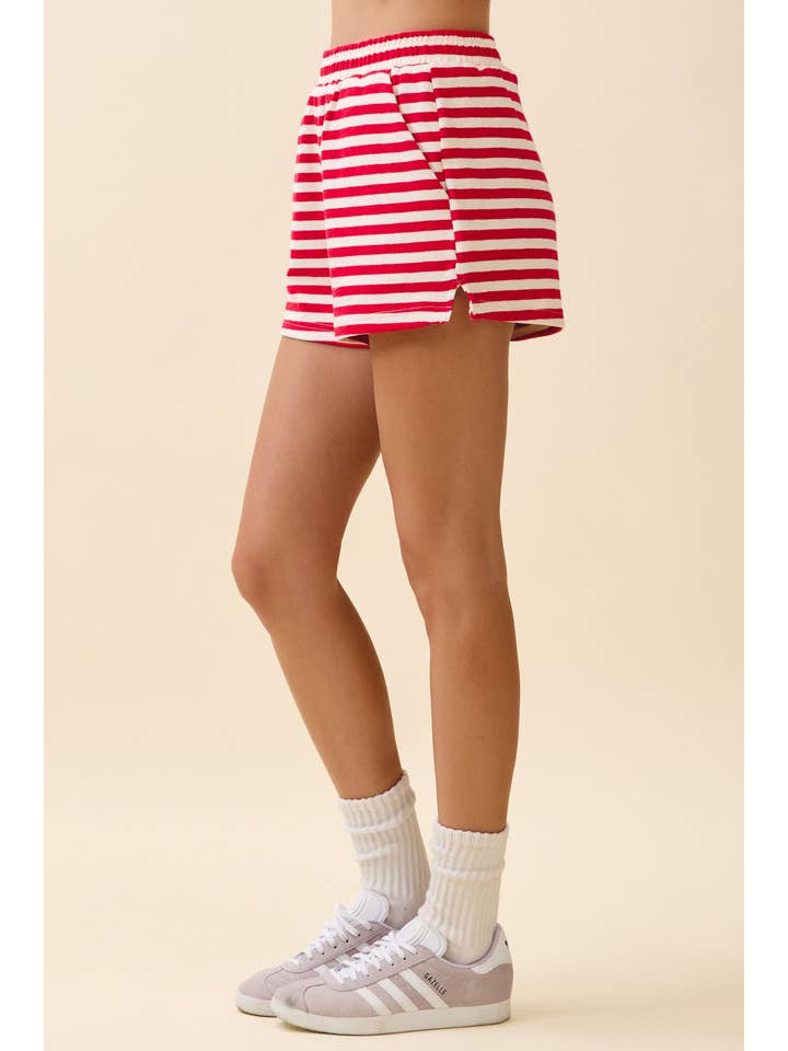 TCEC - Wholesale Shorts - Women's - CP10275-Striped Elasticized Waistband Relaxed Fit Shorts6