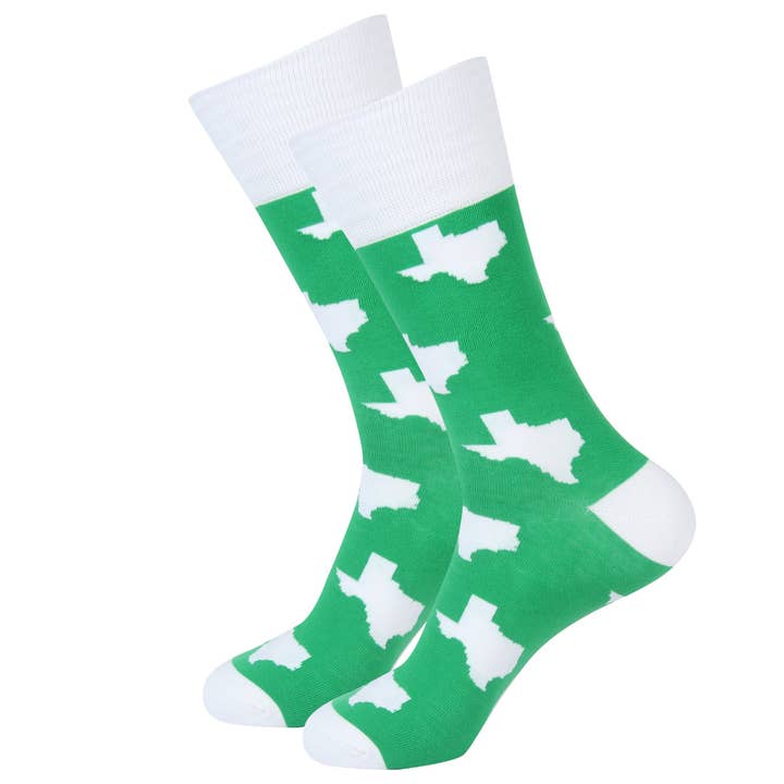 Green/White Texas Shape Socks for wholesale by Barrel Down South