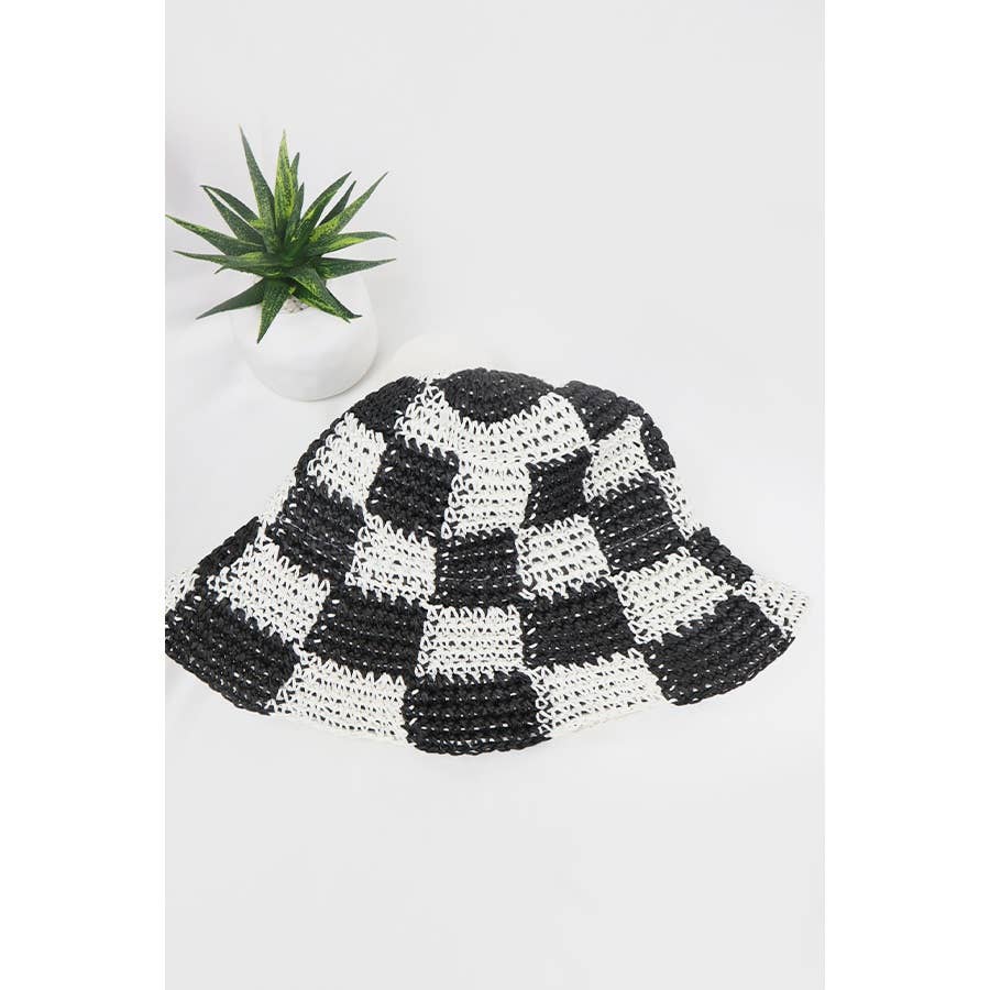 Love and Repeat - Wholesale Bucket Hat - Women's - Crochet Checker Bucket Hat1